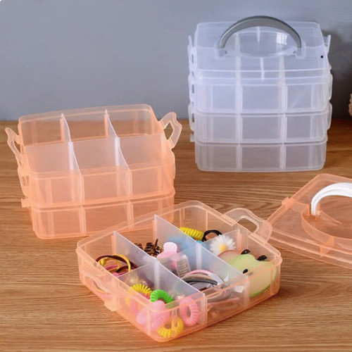 Пластиковий бокс-органайзер для рукоділля, зберігання біжутерії, фурнітури і різних дрібниць. Кораловий