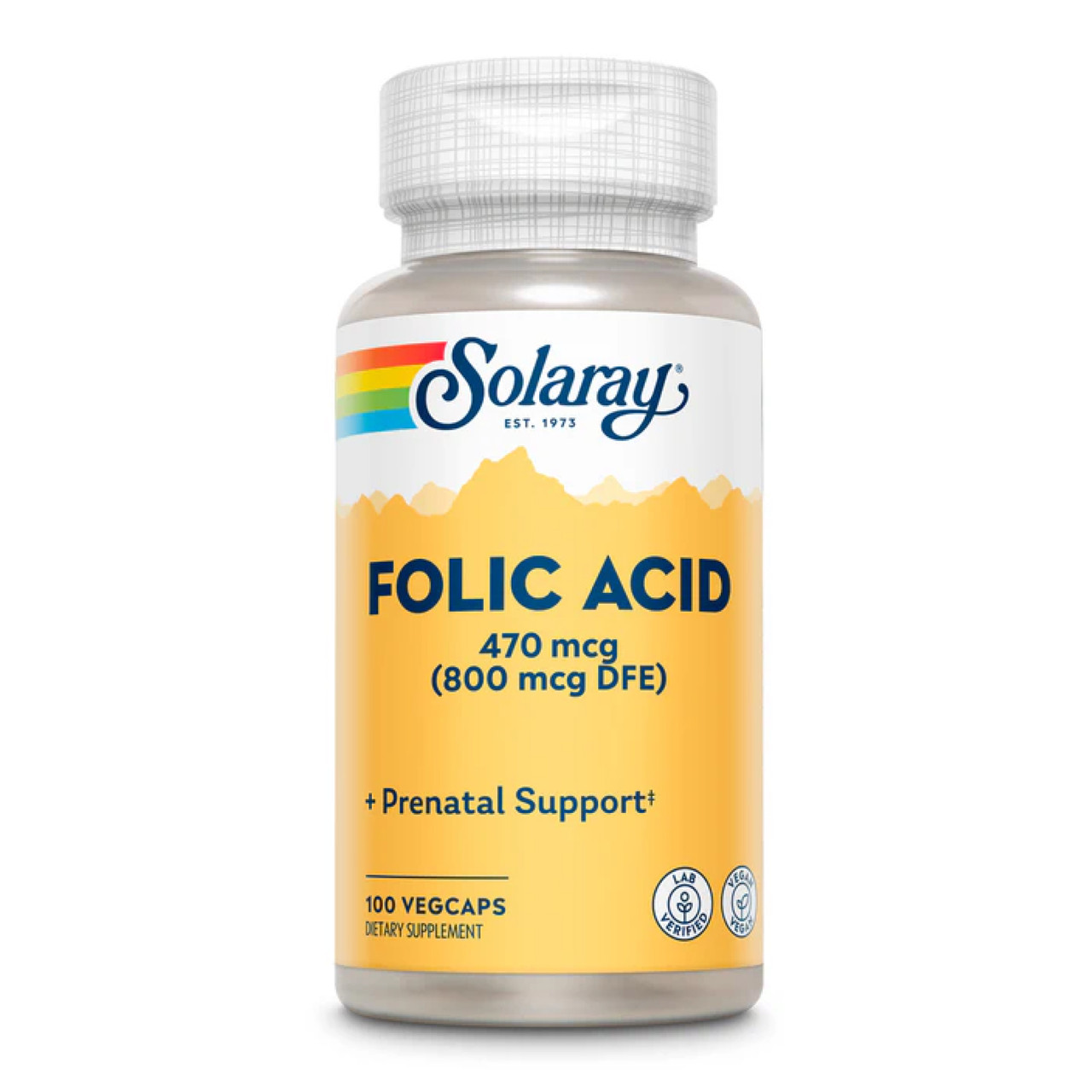 Folic Acid 470 mcg (800 mcg DFE) - 100 caps, фото 1