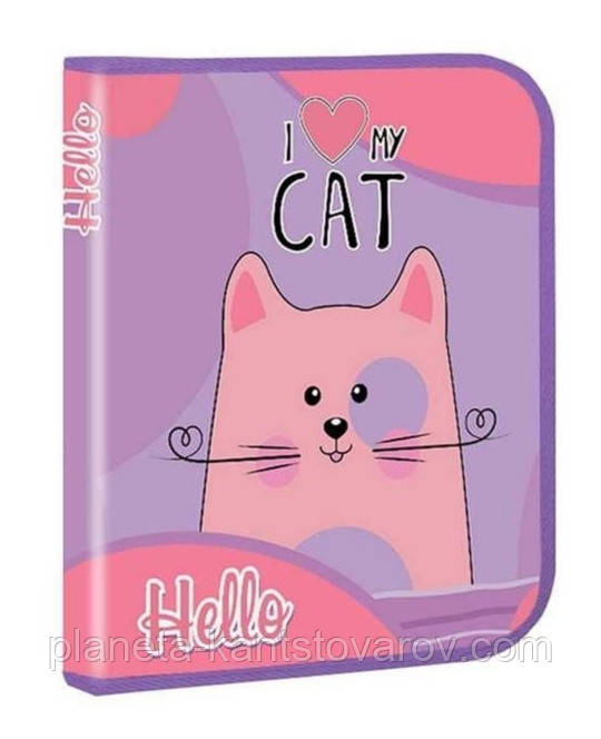 Папка для тетр.B-5 на змійці (картон) No14056 "My cat" Kidis