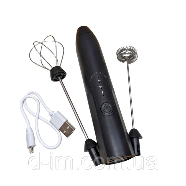 Ручний міксер капучинатор Milk Frother 2 в 1 портативний чорний акумуляторний від USB