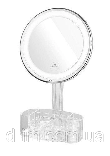 Дзеркало з LED підсвічуванням кругле XH-086 26LED 360° з органайзером (WO-14)