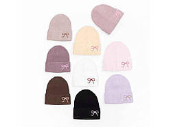 Шапка р.48-50 Темна пудра В'язана Bow (174) 9180 ТМ GLORY KIDS