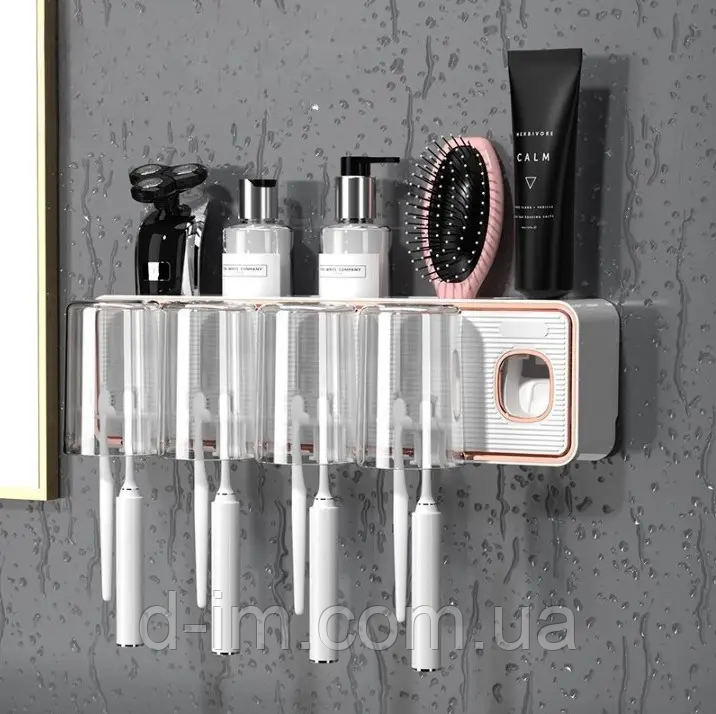 Диспенсер-полиця для зубного приладдя з 4 склянками Toothbrush holder 223-55