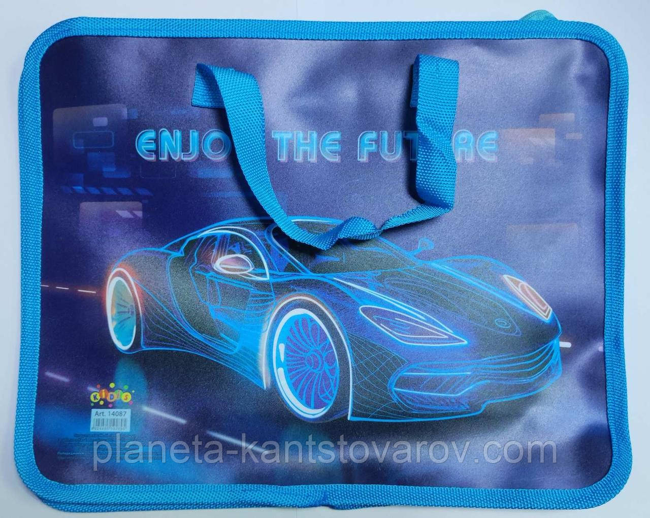 Папка-портф с ткан. ручк №14087 Enjoy the future (25,5*32*8,5) 12уп