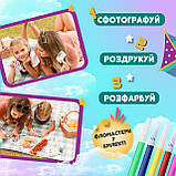 Фотоапарат дитячий акумуляторний для фото та відео FullHD з Wi-Fi, камера з вбудованим принтером UR190VBL, фото 4