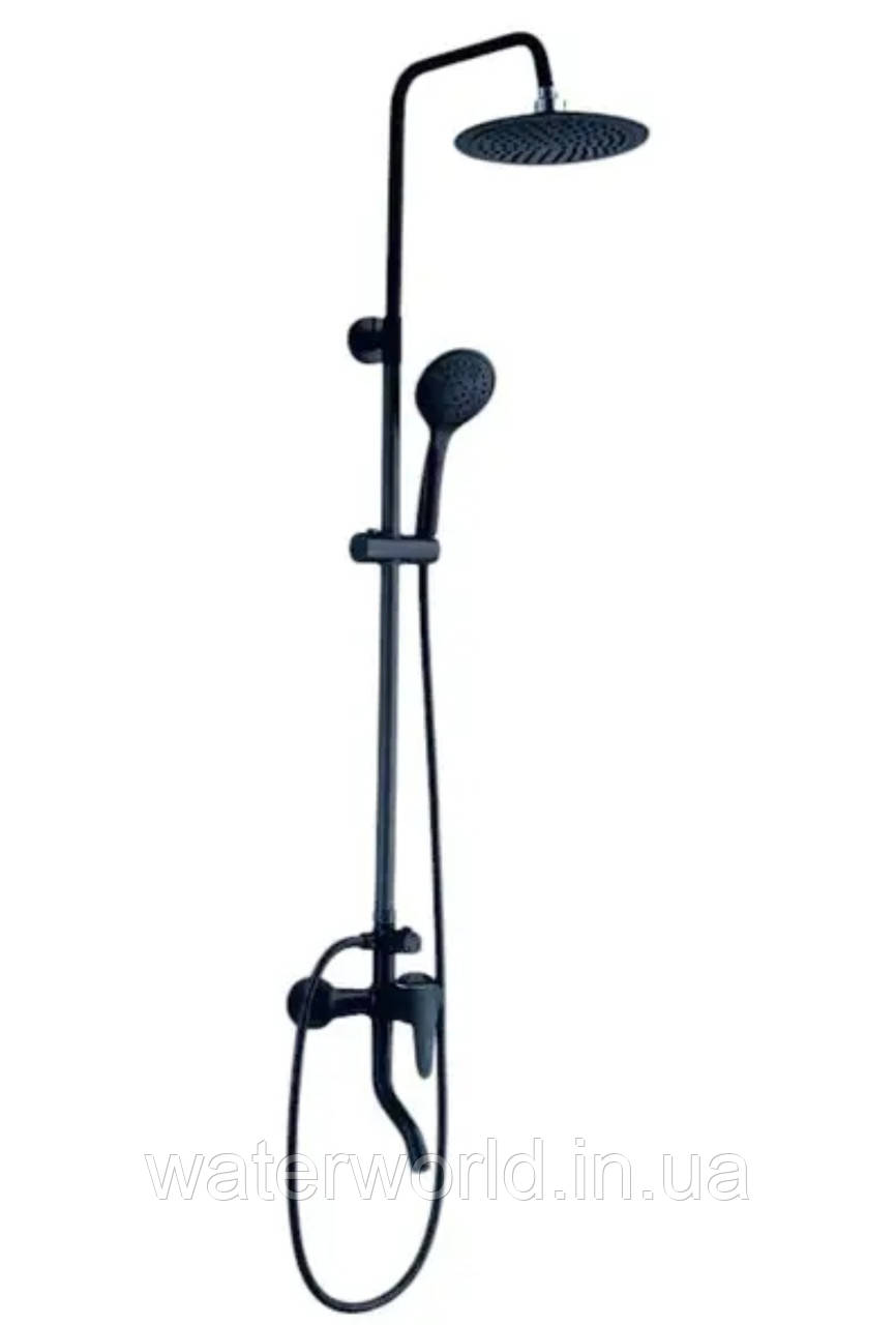 Чорна душова система колона з тропічним душем PLAMIX RAIN 009J Black (безплатна доставка)