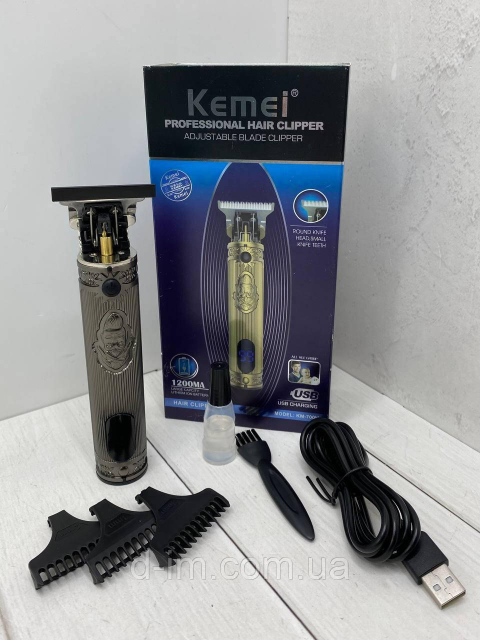 Акумуляторна машинка для стрижки волосся Kemei KM-700H Професійний Тример для окантування бороди та вусів