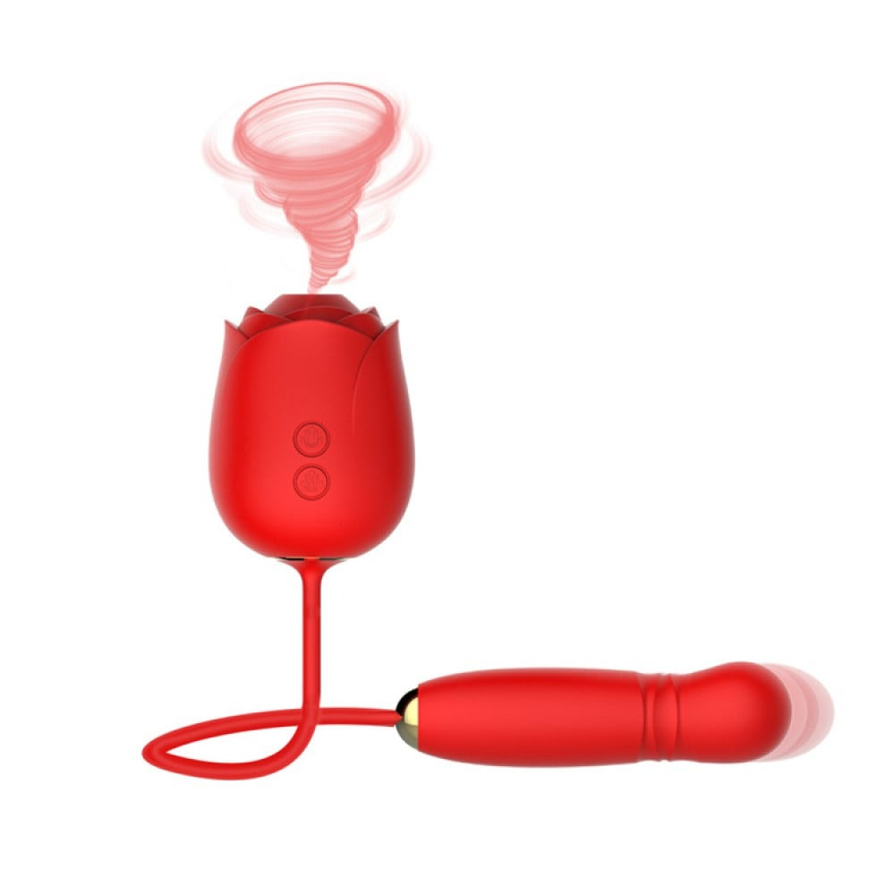 Вакуумний стимулятор у вигляді троянди Every Night Toys з пульсацією, червоний, фото 1