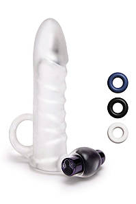 Насадка на пеніс з кільцем для мошонки Size-Up Clear View та віброкулею, прозора