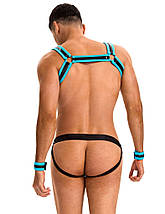 Чоловічий комплект з блискавкою на трусах та відкритим доступом Star Night з портупеєю та наручниками, L, фото 5