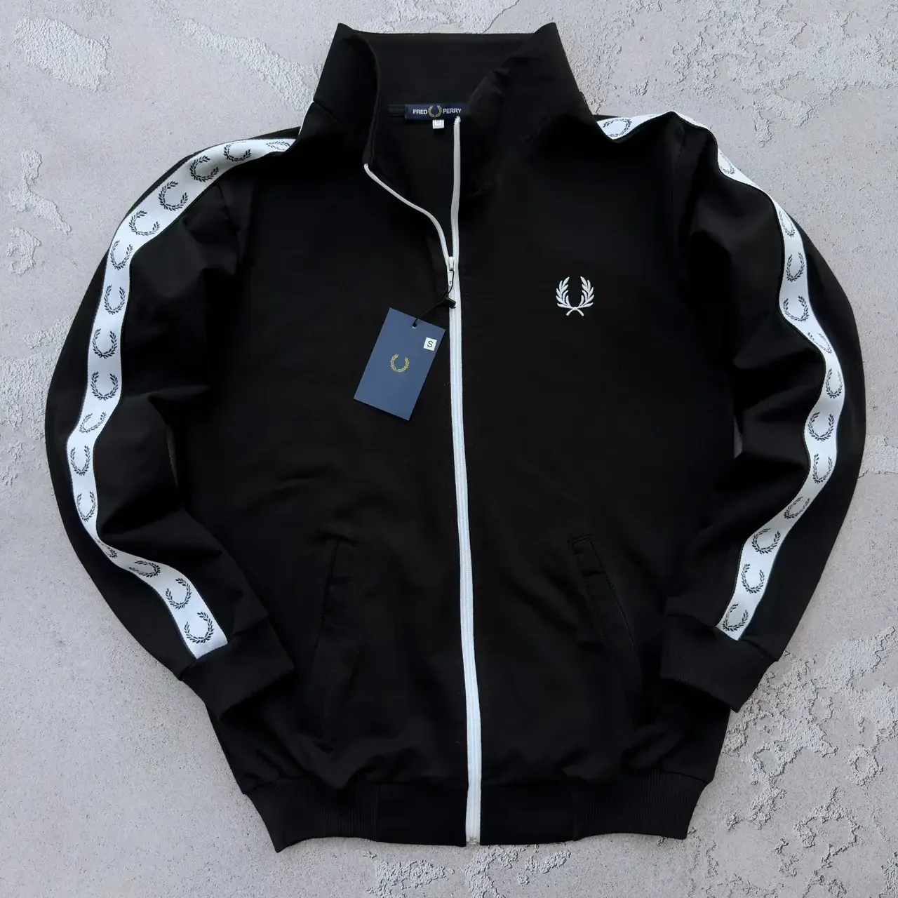 Кофта чоловіча Fred Perry чорна олімпійка на блискавці весняна осіння фред перрі