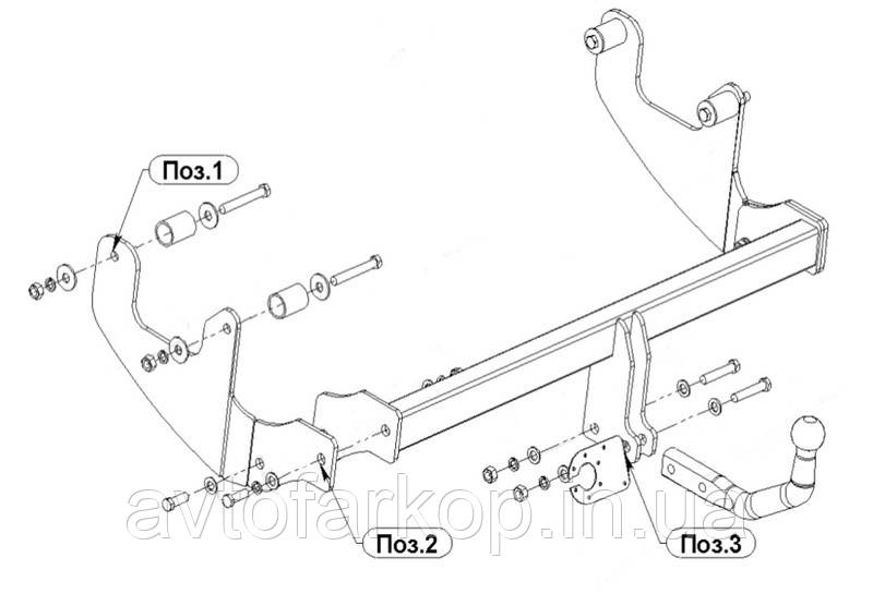 Фаркоп Dacia Sandero (запаска знизу авто)(2008-2012)(Фаркоп Дачія Сандеро) Автопристрій, фото 1