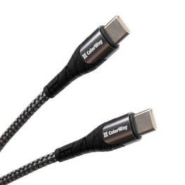 Дата кабель USB-C to USB-C 2.0m PD Fast Charging 65W 3A grey ColorWay (CW-CBPDCC039-GR) - оригінал