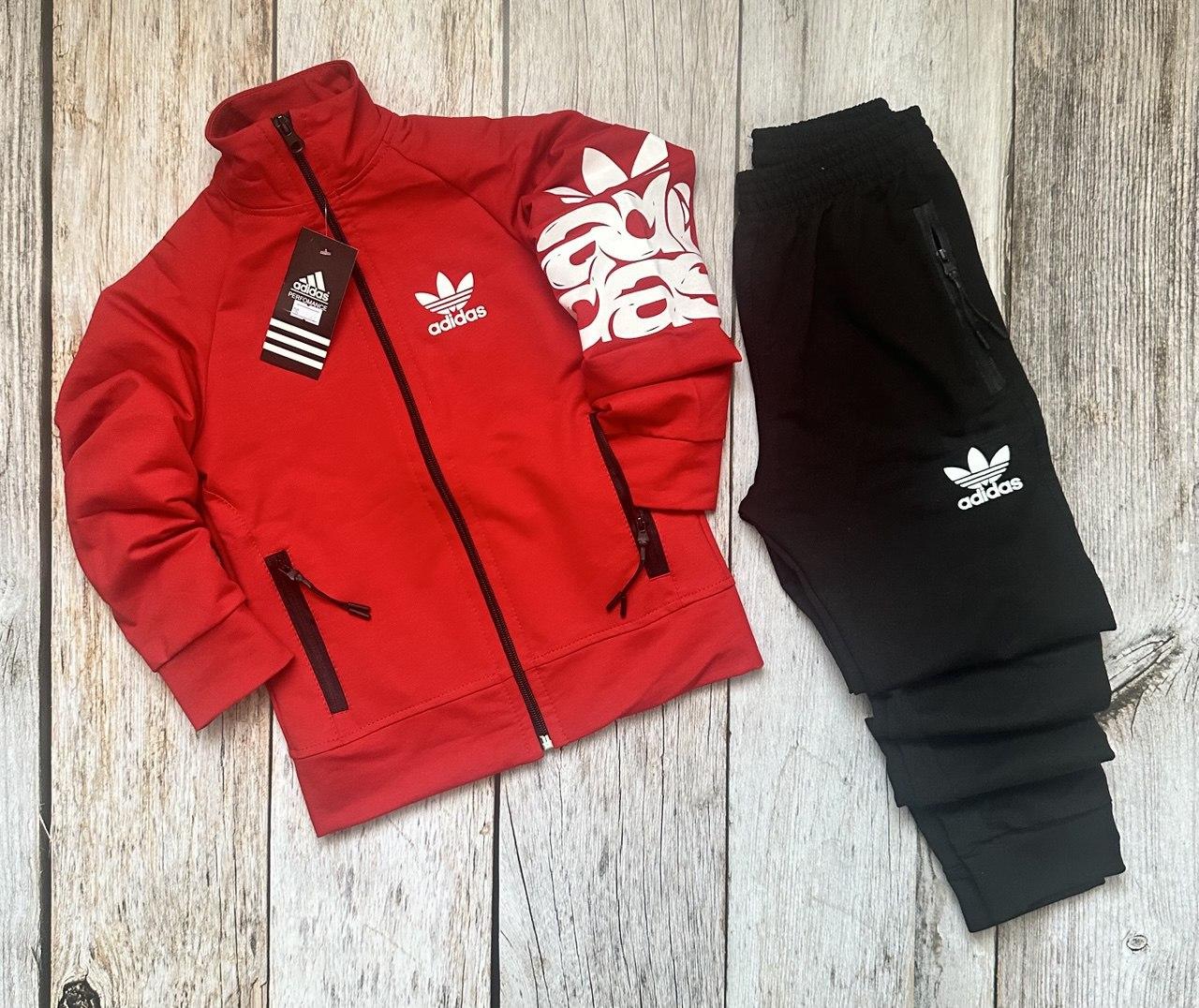 Спортивний костюм дитячий для хлопчиків і дівчат Adidas весняний осінній адидас червоний, фото 1