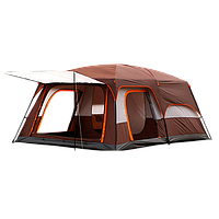 Намет 3х(6х(6ти)місний, "DrunkCarp"(коричневий) з тамбуром і тентом, для пікніка 320*220*195<AXXIS) ax-1