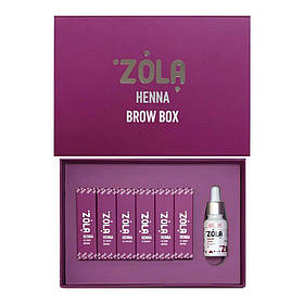 Набір хни для брів Zola Henna Brow Box Mini (5г *6) для фарбування + олія для брів