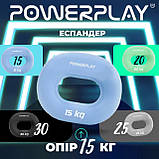 Еспандер кистьовий PowerPlay PP-4336, силіконовий, 15 кг, Синій - для зміцнення хвата і передпліччя, фото 10
