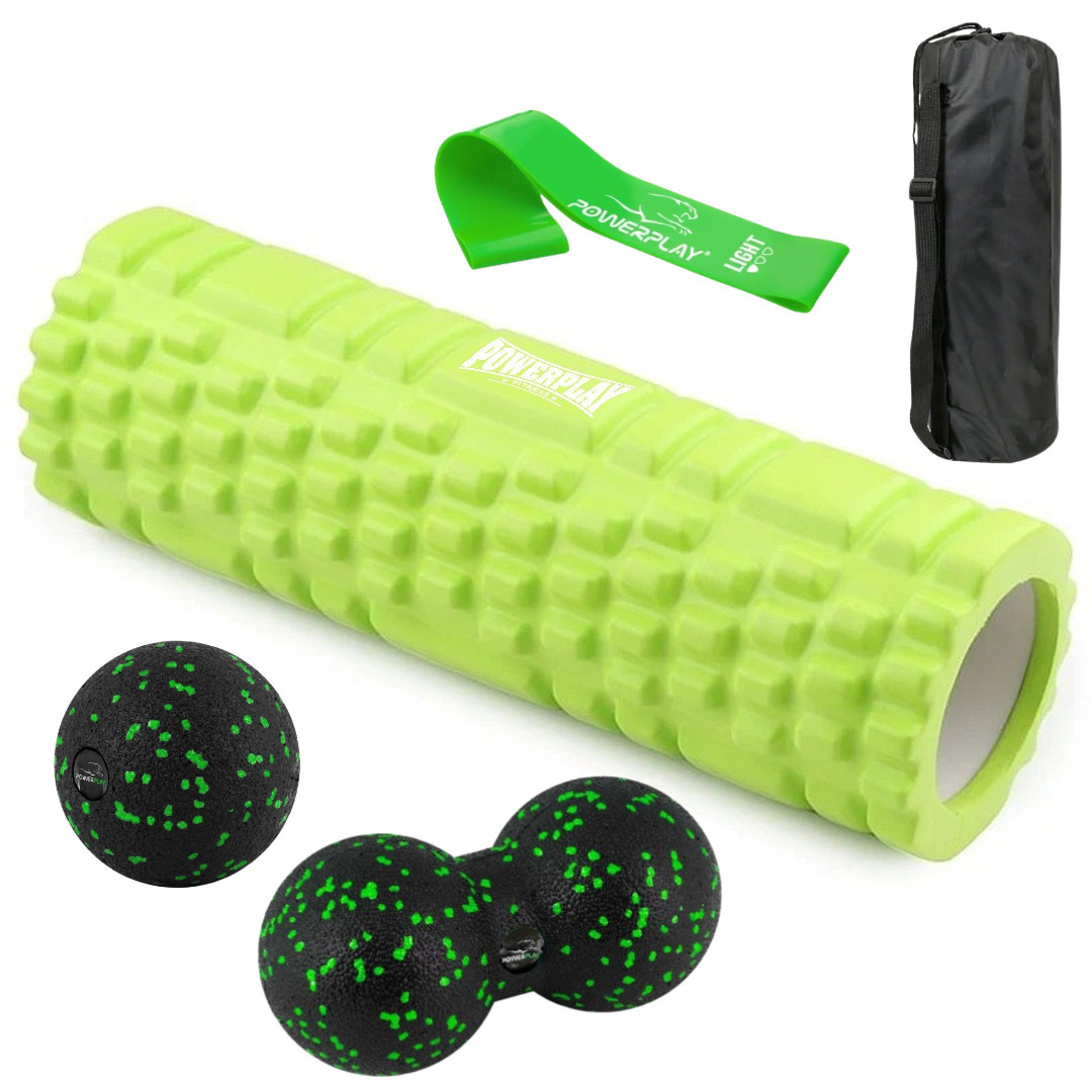 Набір для масажу та йоги PowerPlay PP_4097 (Ролик 30*10 + 2-ва мячі) Green