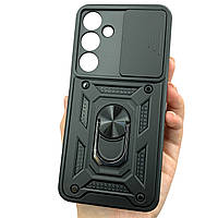 Чохол для Samsung Galaxy S24 Plus протиударний чорний зі шторкою для камери