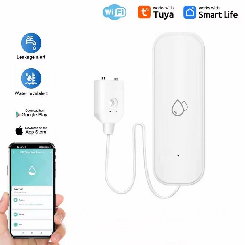 Wi-Fi Датчик протікання води датчик затоплення Tuya Smart, Білий