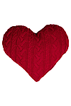 Інтер'єрна в'язана подушка ручної роботи Серце червоне Прованс 28х33 см