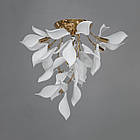 Сучасна стельова люстра з фарфоровими елементами на 10 ламп колір каркасу золотий D-8283-10C GD, фото 4