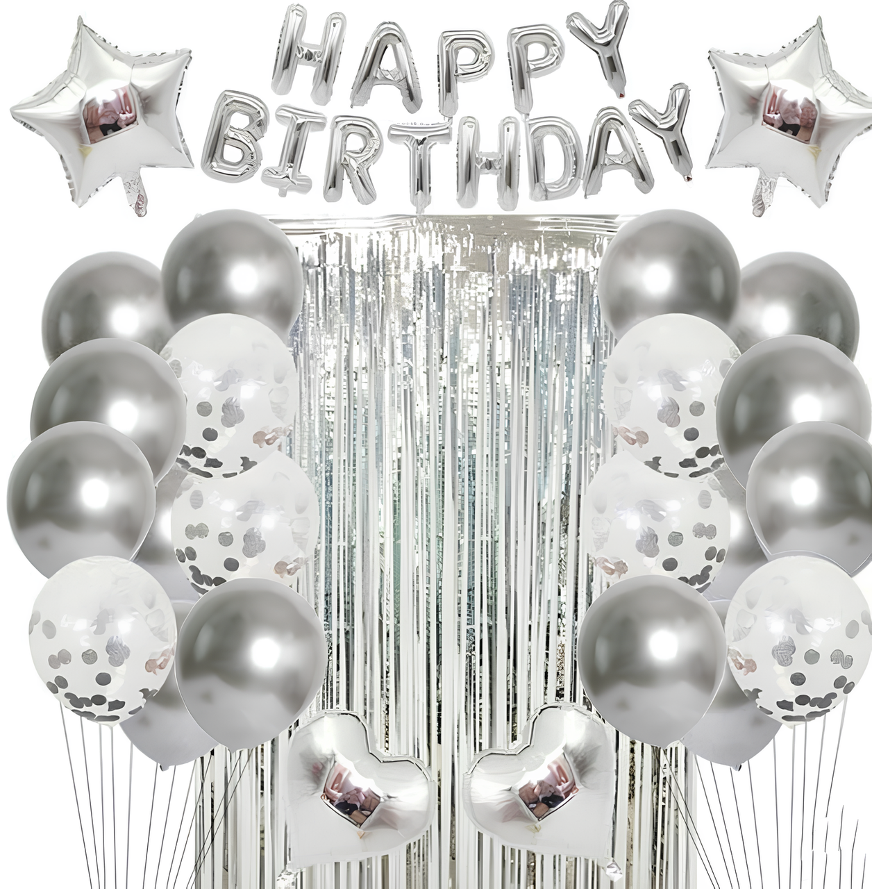 Набір із кульок зі шторкою ВОДОПАД | Срібло