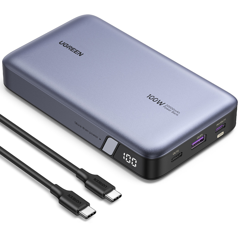 Портативна батарея повербанк для ноутбука UGREEN PB720 20000mAh 100W Two-way Fast Charging Power Bank (сірий)