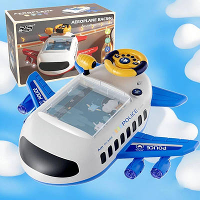 Інтерактивний дитячий літачок автотренажер розвитку координації уваги підсвічування звуки пісні англійською