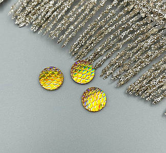 Кабошони "Луска дракона" / Серединки для бантиків / Упаковка - 5 шт / 1,2см / Хамелеон Помаранчевий