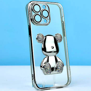 Чохол Bear Gradient Diamond для iPhone 14 Pro Silver
