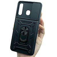 Чохол для Samsung Galaxy A30 (A305F) протиударний чорний зі шторкою для камери