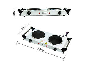 Настільна електрична плита дискова Star Chef St-8100A 1500 W на 2 конфорки електроплита, фото 2