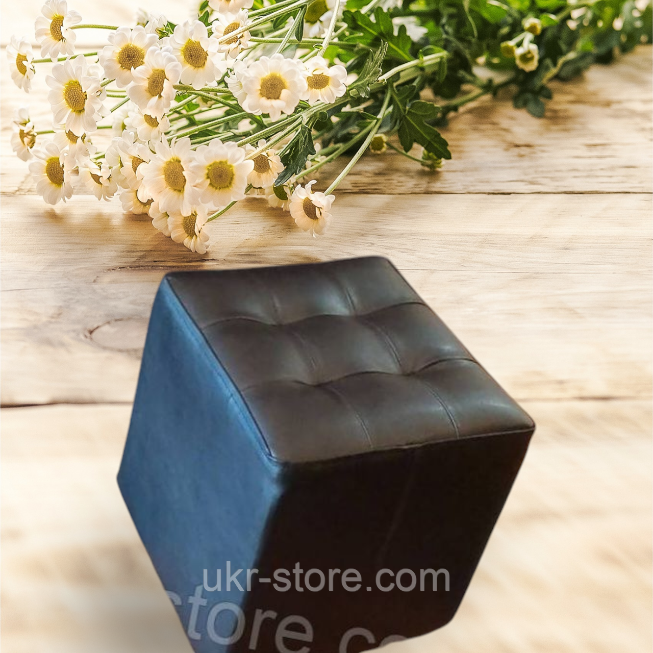 Пуфік квадрат із декоративною строчкою, фото 1