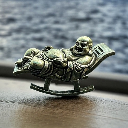 Урожай ретро мідна латунна статуетка фігурка Усміхнений великий живіт Будда Майтрейя, фото 1