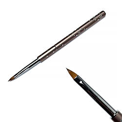 Пензель для акрилу коричневий гострий овал №4 (натуральний ворс)