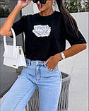 Жіноча футболка-кулір 42-48,50-54,56-60 чорний, білий, фото 4