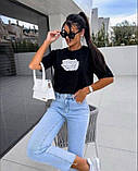 Жіноча футболка-кулір 42-48,50-54,56-60 чорний, білий, фото 3