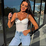 Жіноче Боді мікродайвінг 42-44,46-48 білий, чорний, бежевий, фото 4