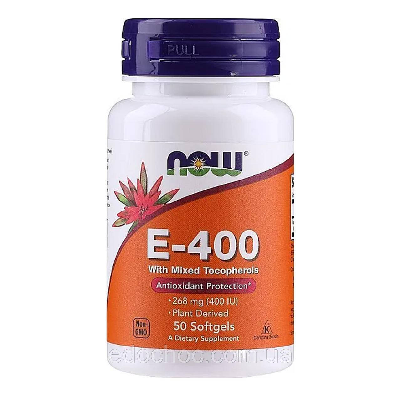 Вітамін E зі змішаними токоферолами (Vitamin E-400) 400 МО 50 капсул NOW-00890