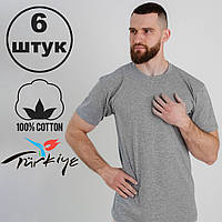 6 шт., безшовні, базові, сірі футболки, бавовна, всі розміри, Туреччина, Ezgi 51-XXS (42-44)