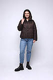 Жіноча стильна куртка кольору шоколад М-1103, фото 5