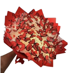 Подарунковий світний букет із метеликів червоний bouquet of butterflies 8649 Z