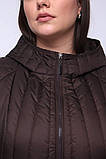 Жіноча стильна куртка кольору шоколад М-1103, фото 7