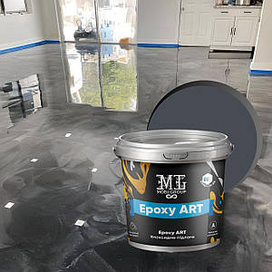 Епоксидна наливна підлога Epoxy Granitte 10 кг ефект Мрамор Графітовий
