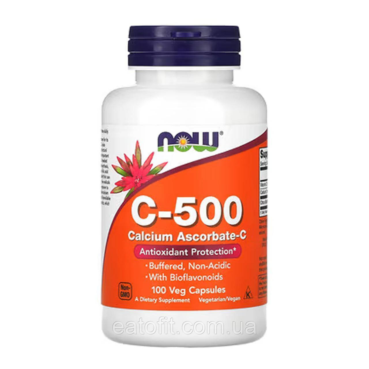 Вітамін C та аскорбат кальцію з біофлавоноїдами (Calcium Ascorbate-C) 500 мг 100 капсул NOW-00676