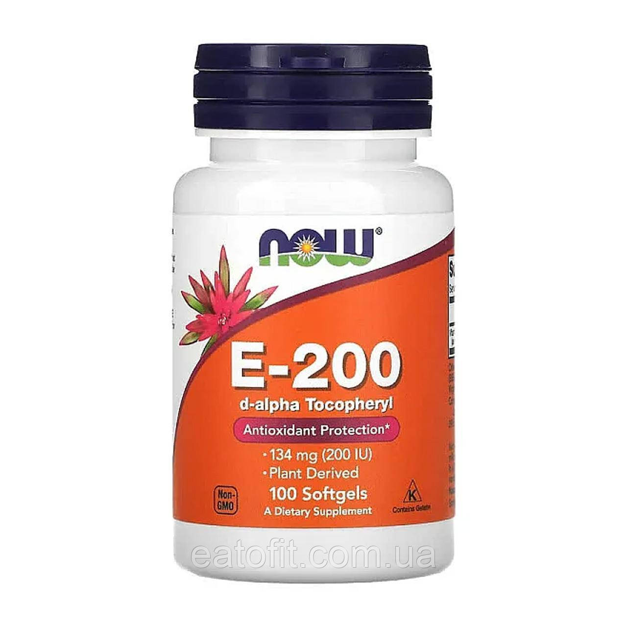 Вітамін Е-200 (Vitamin E) 200 МО 100 капсул NOW-00825