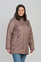 Стильна жіноча демісезонна бежева куртка Li-21, розміри 54-70