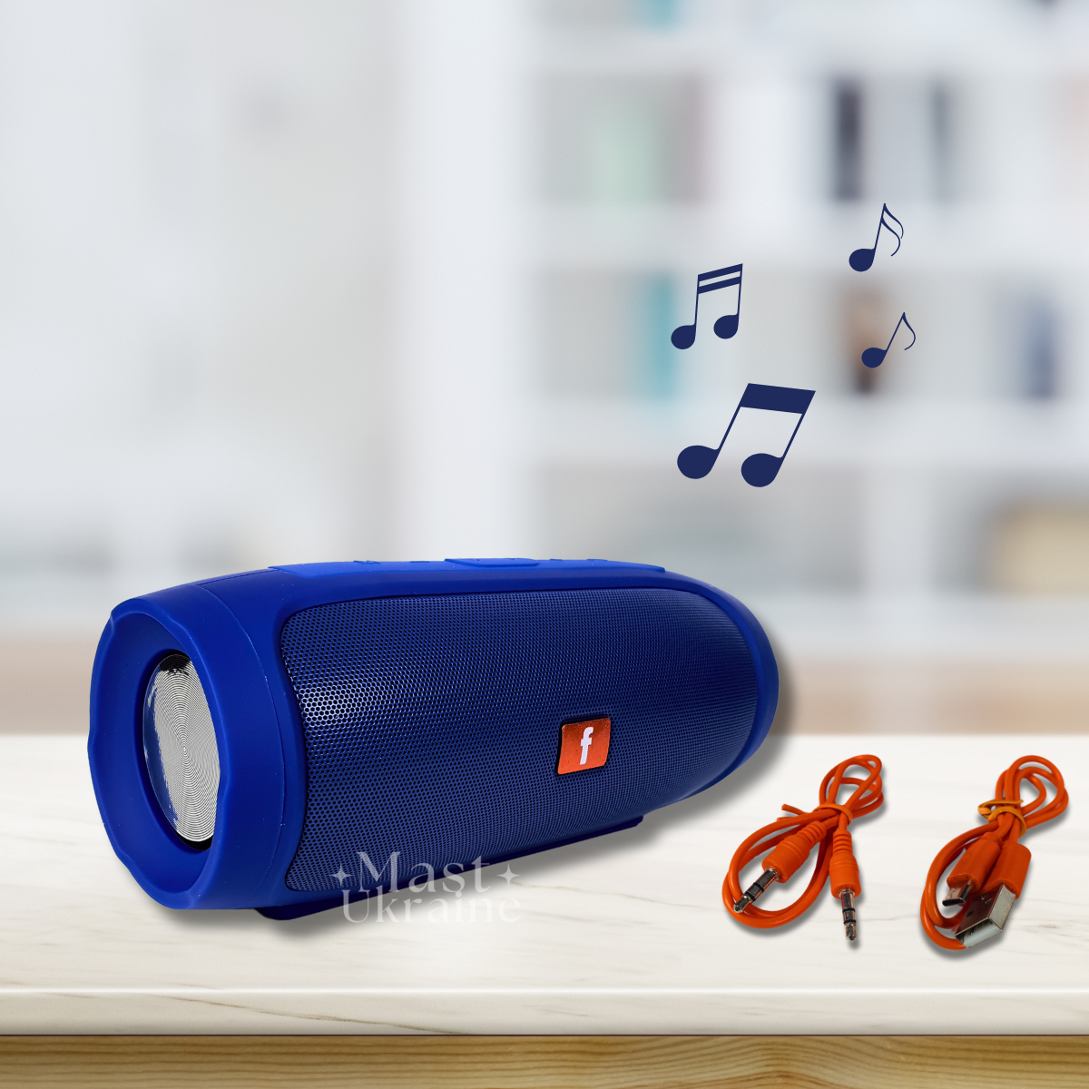 Портативна бездротова Bluetooth колонка з двома сабвуферами, компактна колонка Синя Charge-4-Blue