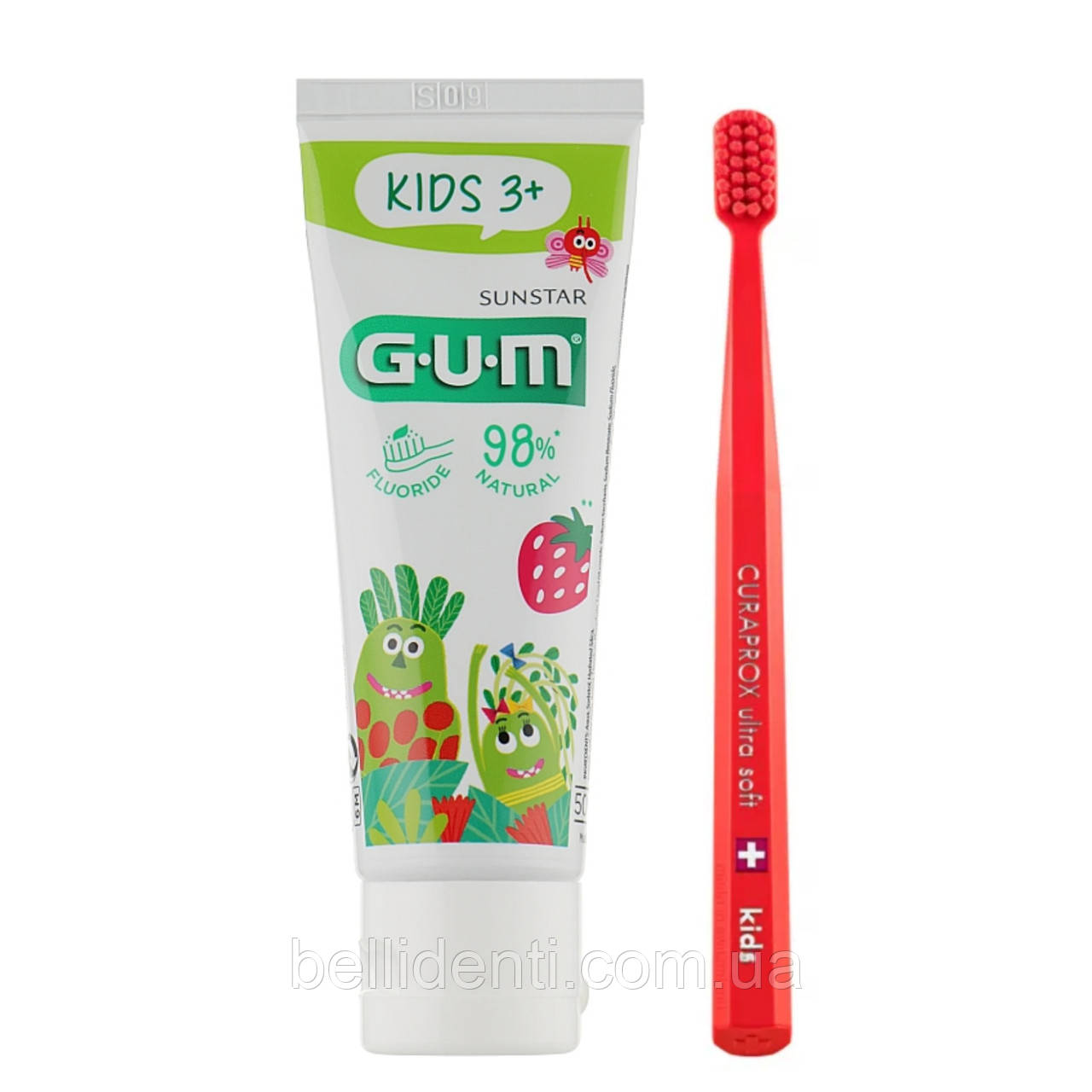 Набір Gum Curaprox Kids від 3-6 років (зубна паста 50 мл із фтором+зубна щітка червона)
